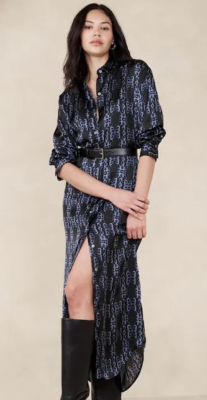 Banana Republic Factory Tie Waist Maxi Shirt Dress NEW!